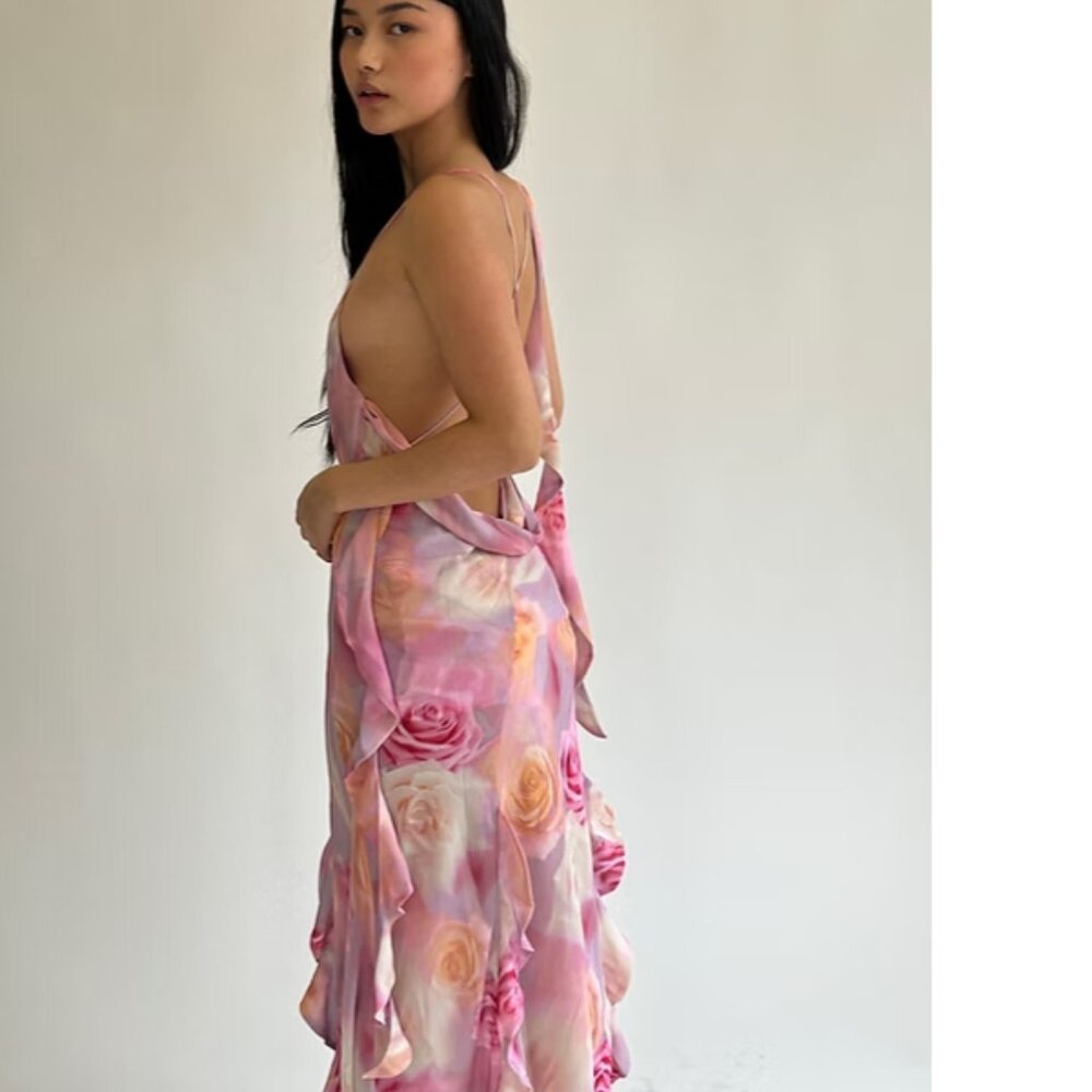 For Love and Lemons Spring Goddess Roses Floral Maxi Dress Size XL NWT! - Picture 6 of 9